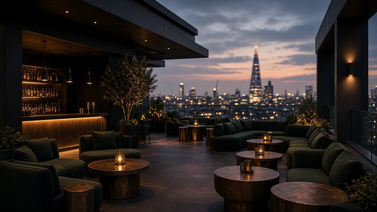 The Level rooftop evening lounge overlooking the city